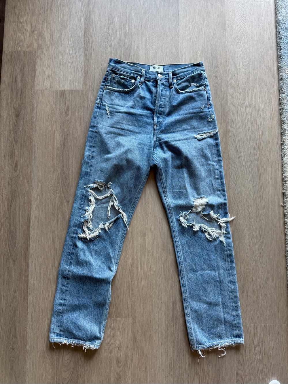 Agolde Light Blue Distressed High-Rise Jeans